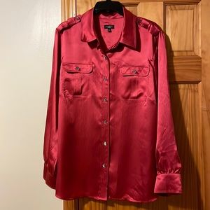 Talbots red 100% silk blouse